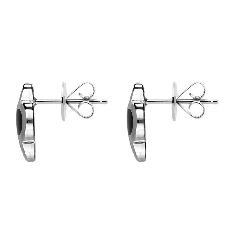 Sterling Silver Whitby Jet Bloom Four Leaf Clover Stud Earrings sold by Jura Watches product image thumbnail 2