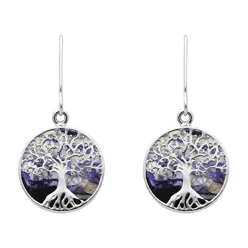 Sterling Silver Blue John Round Tree Drop Earrings sold by Jura Watches