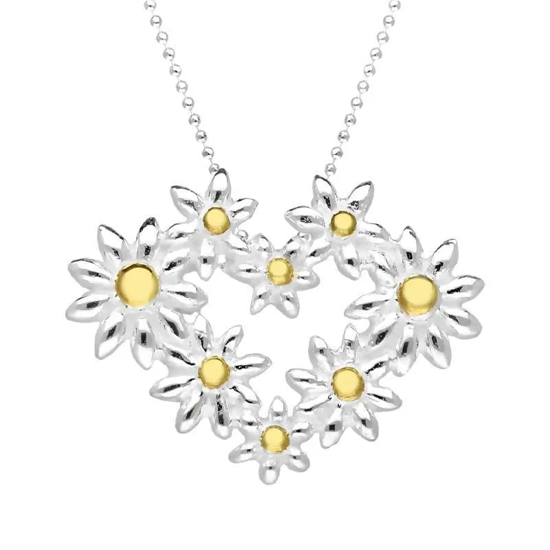 Yellow Gold Sterling Silver Plated Daisy Heart Shaped Necklace sold by Jura Watches