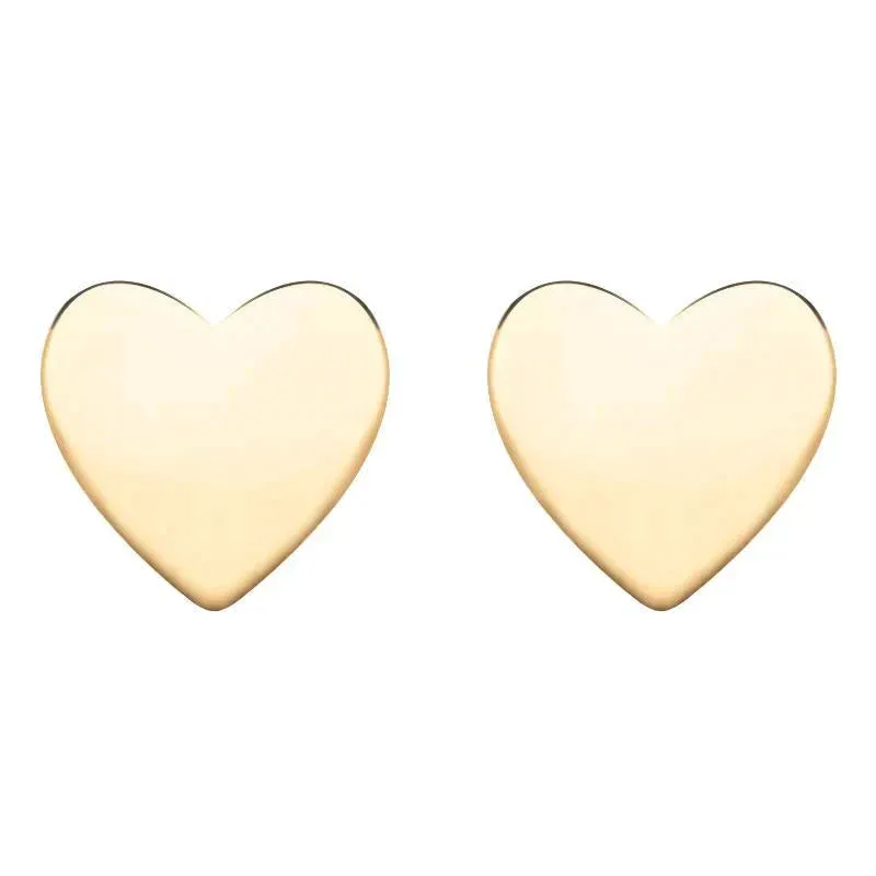 Yellow Gold Plated Sterling Silver Heart Stud Earrings sold by Jura Watches