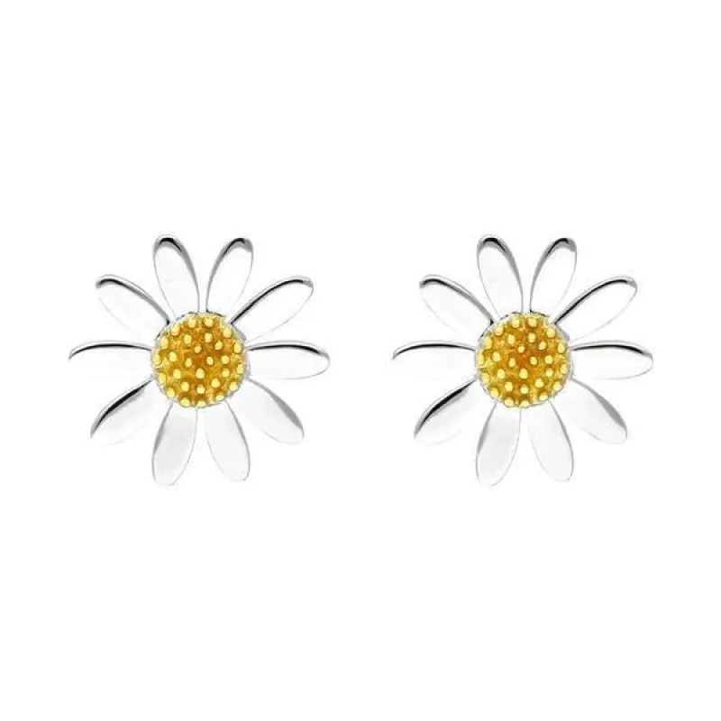 Yellow Gold Plated Sterling Silver Small Daisy Stud Earrings sold by Jura Watches
