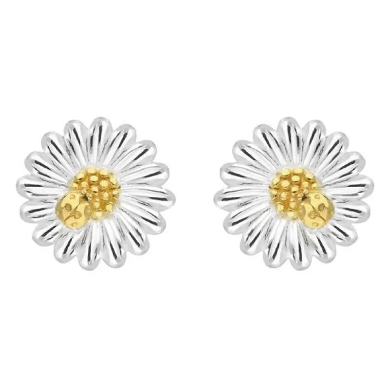 Yellow Gold Plated Sterling Silver Daisy Stud Earrings sold by Jura Watches