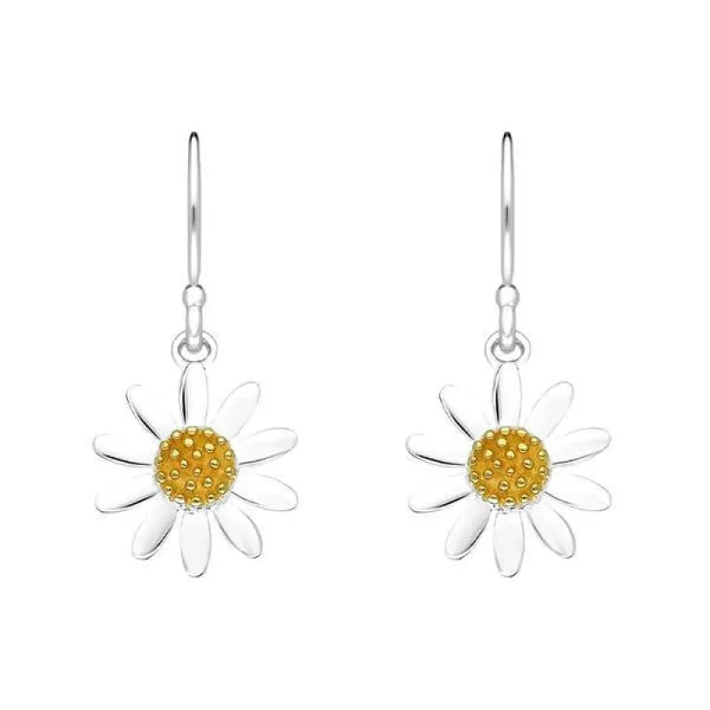 Yellow Gold Plated Sterling Silver Daisy Hook Earrings sold by Jura Watches