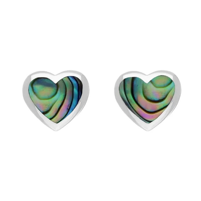 Sterling Silver Abalone Heart Stud Earrings sold by Jura Watches