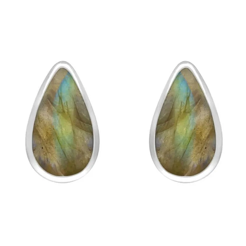 Sterling Silver Labradorite Small Teardrop Stud Earrings sold by Jura Watches