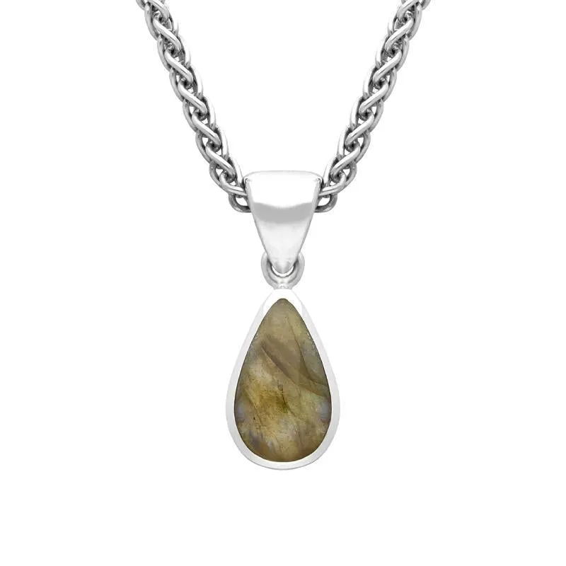 Sterling Silver Labradorite Dinky Pear Necklace sold by Jura Watches