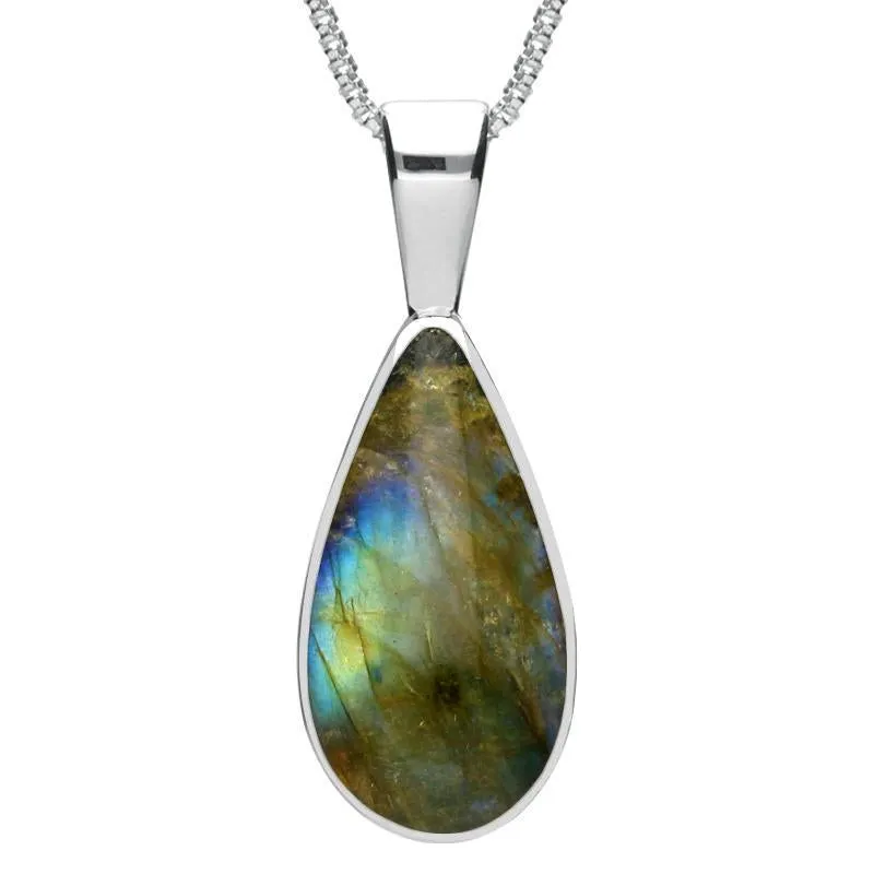 Sterling Silver Labradorite Classic Teardrop Necklace sold by Jura Watches
