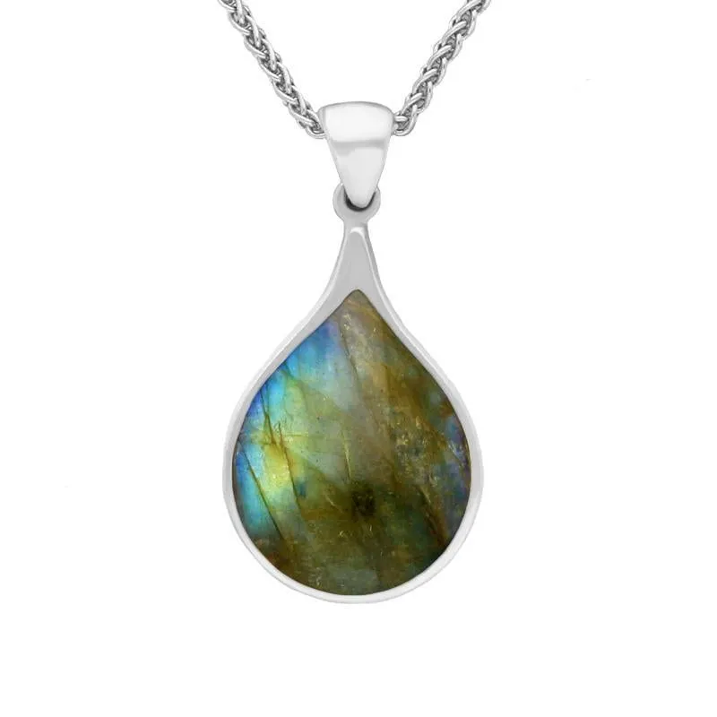 Sterling Silver Labradorite Balloon Shaped Necklace sold by Jura Watches