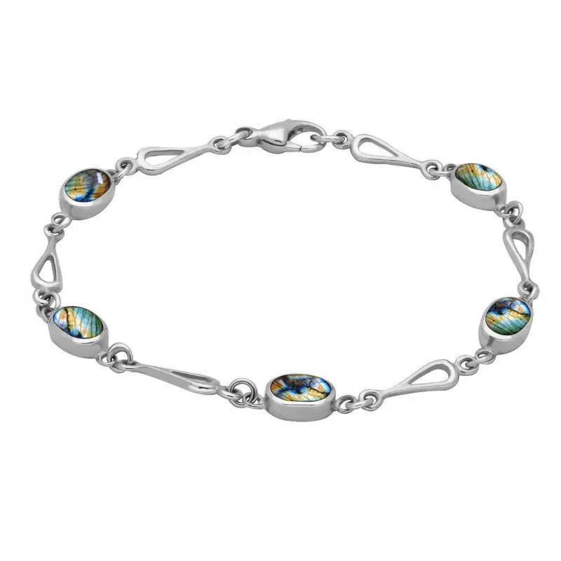 Sterling Silver Spectrolite Oval Spoon Link Bracelet sold by Jura Watches
