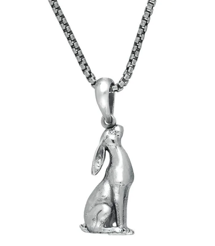 Sterling Silver Small Moon Gazing Hare Necklace sold by Jura Watches