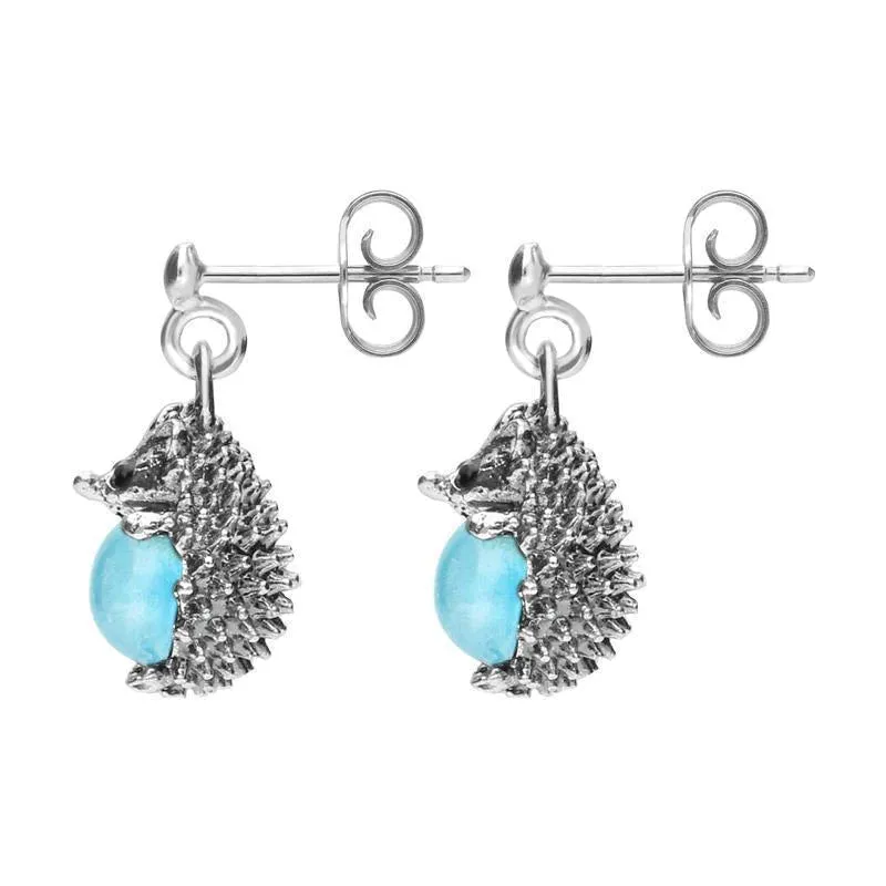 Sterling Silver Turquoise Tiny Hedgehog Drop Earrings sold by Jura Watches product image thumbnail 2