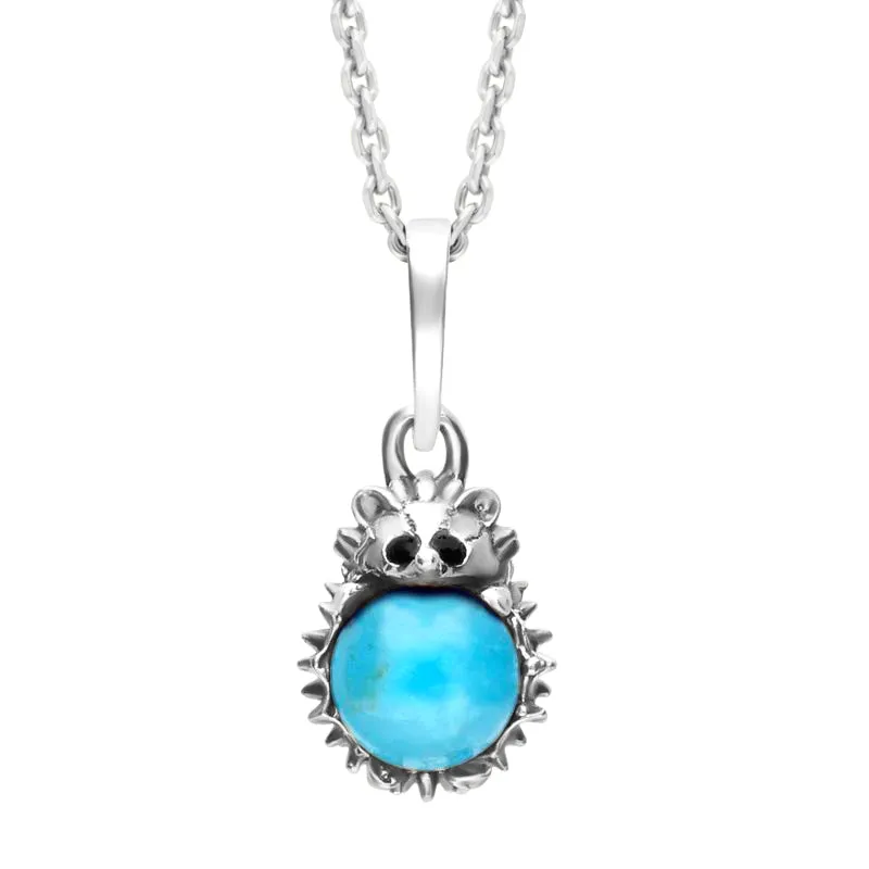 Sterling Silver Turquoise Tiny Hedgehog Necklace sold by Jura Watches