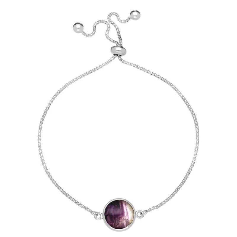 Sterling Silver Blue John Round Stone Adjustable Bracelet sold by Jura Watches