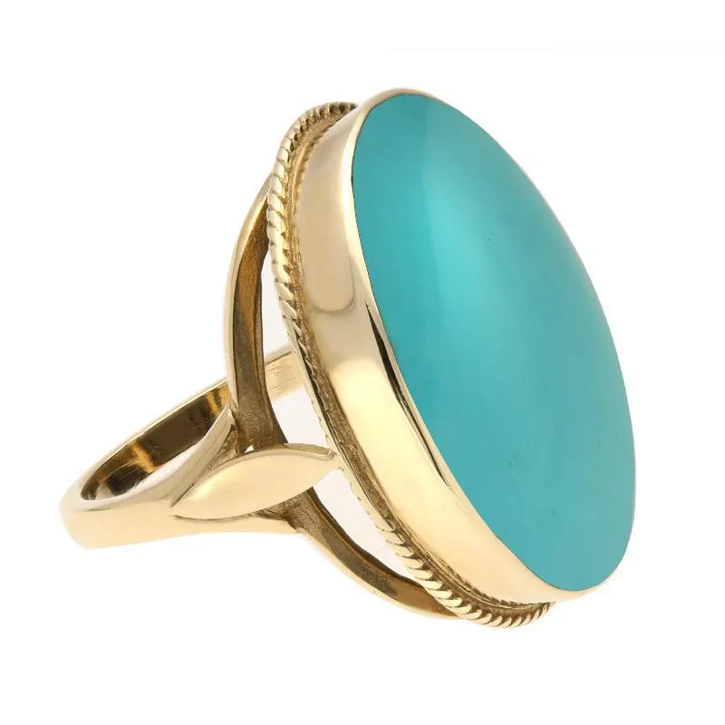 9ct Yellow Gold Turquoise Large Rope Edged Ring sold by Jura Watches product image thumbnail 2