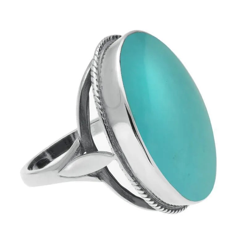 Sterling Silver Turquoise Large Rope Edged Ring sold by Jura Watches product image thumbnail 2