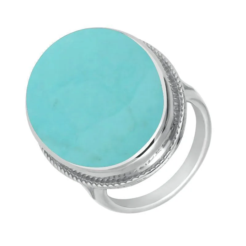 Sterling Silver Turquoise Large Rope Edged Ring sold by Jura Watches