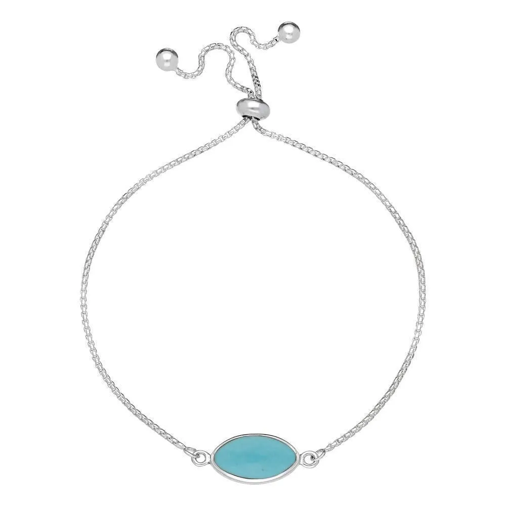 Sterling Silver Turquoise Marquise Stone Adjustable Bracelet sold by Jura Watches