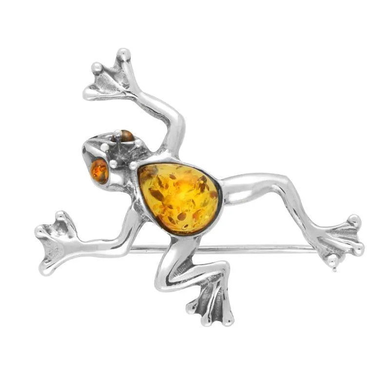 Sterling Silver Amber Frog Prince Brooch sold by Jura Watches