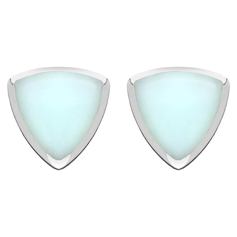 Sterling Silver Chrysoprase Curved Triangle Stud Earrings sold by Jura Watches
