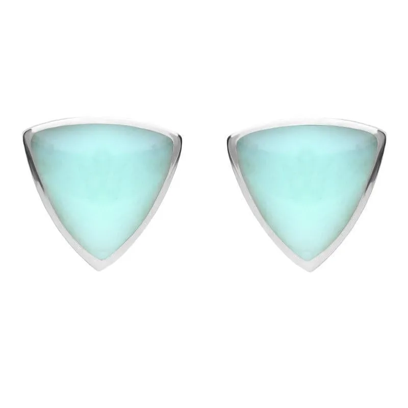 Sterling Silver Chrysoprase Large Curved Triangle Stud Earrings sold by Jura Watches