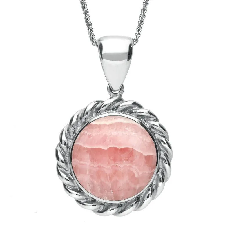 Sterling Silver Rhodochrosite Rope Twist Necklace sold by Jura Watches