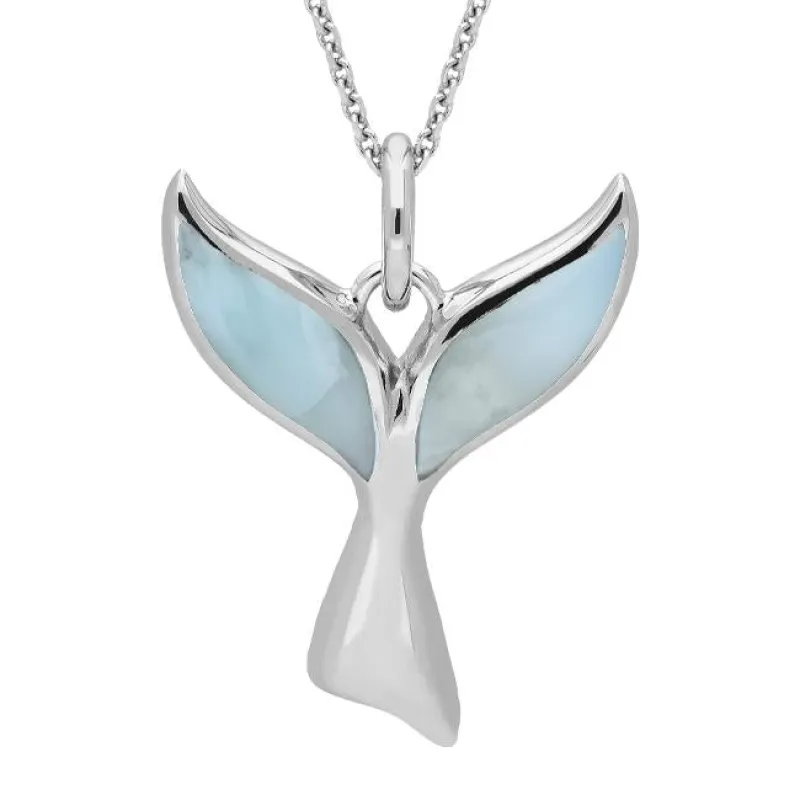 Sterling Silver Larimar Whale Tail Necklace sold by Jura Watches