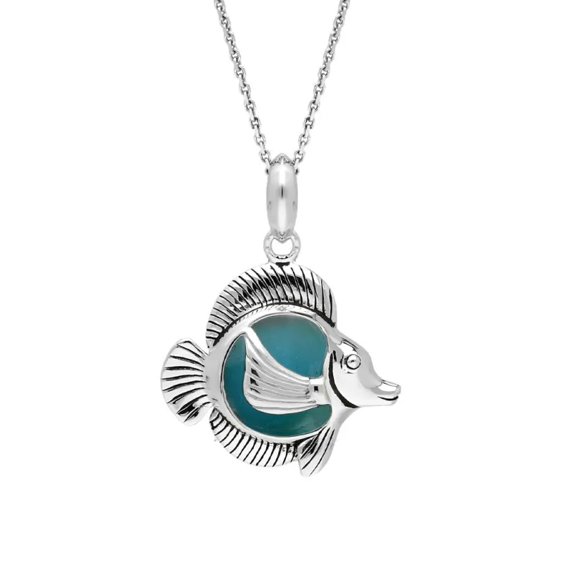 Sterling Silver Larimar Single Stone Angel Fish Necklace sold by Jura Watches