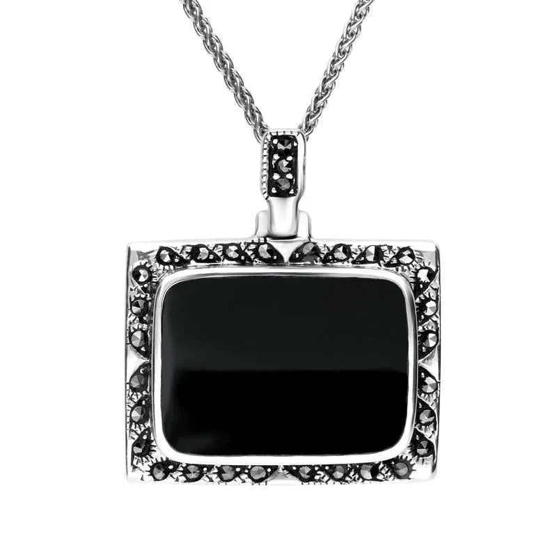 Sterling Silver Whitby Jet Marcasite Large Framed Necklace D sold by Jura Watches