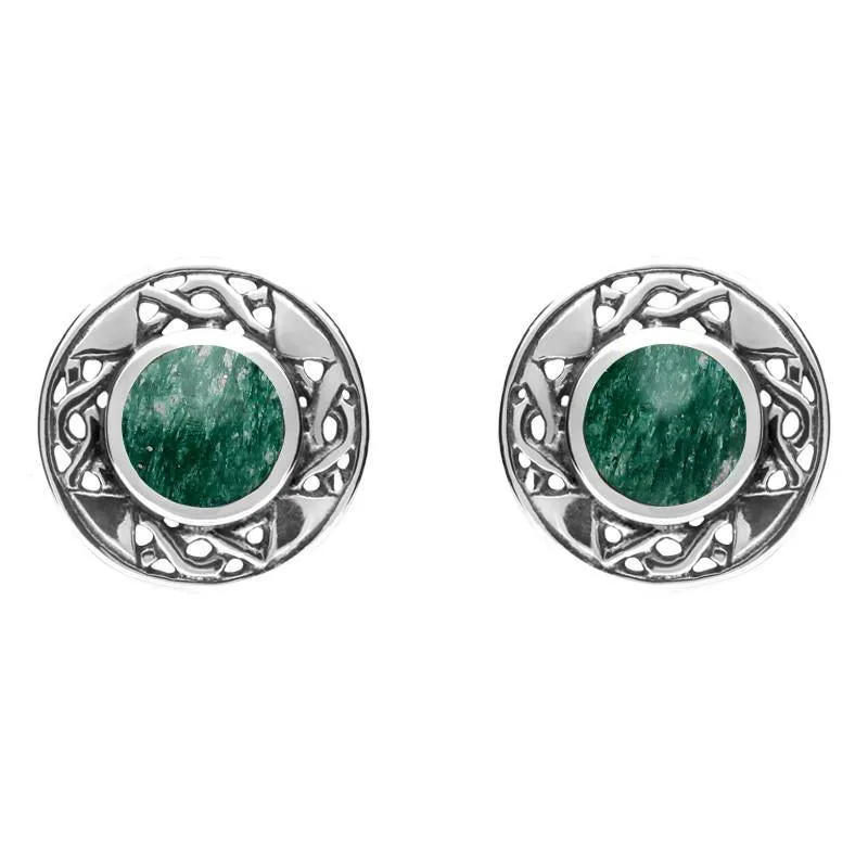 Sterling Silver Aventurine Round Celtic Stud Earrings sold by Jura Watches