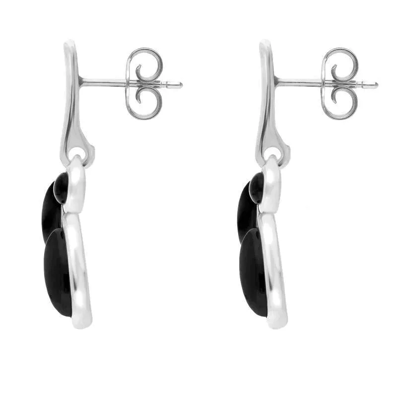 Sterling Silver Whitby Jet Four Stone Leaf Drop Earrings sold by Jura Watches product image thumbnail 2