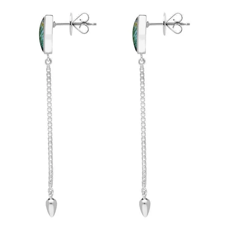 Sterling Silver Spectrolite Lineaire Long Drop Stud Earrings sold by Jura Watches product image thumbnail 2