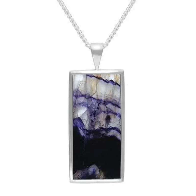 Sterling Silver Blue John Large Oblong Necklace sold by Jura Watches