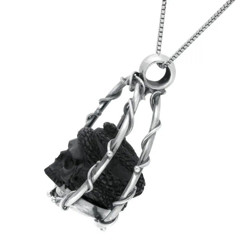 Sterling Silver Whitby Jet Skull And Snake Necklace sold by Jura Watches product image thumbnail 2