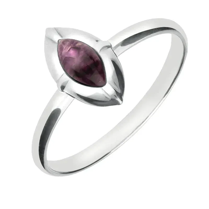 Sterling Silver Blue John Marquise Beaded Edge Ring sold by Jura Watches