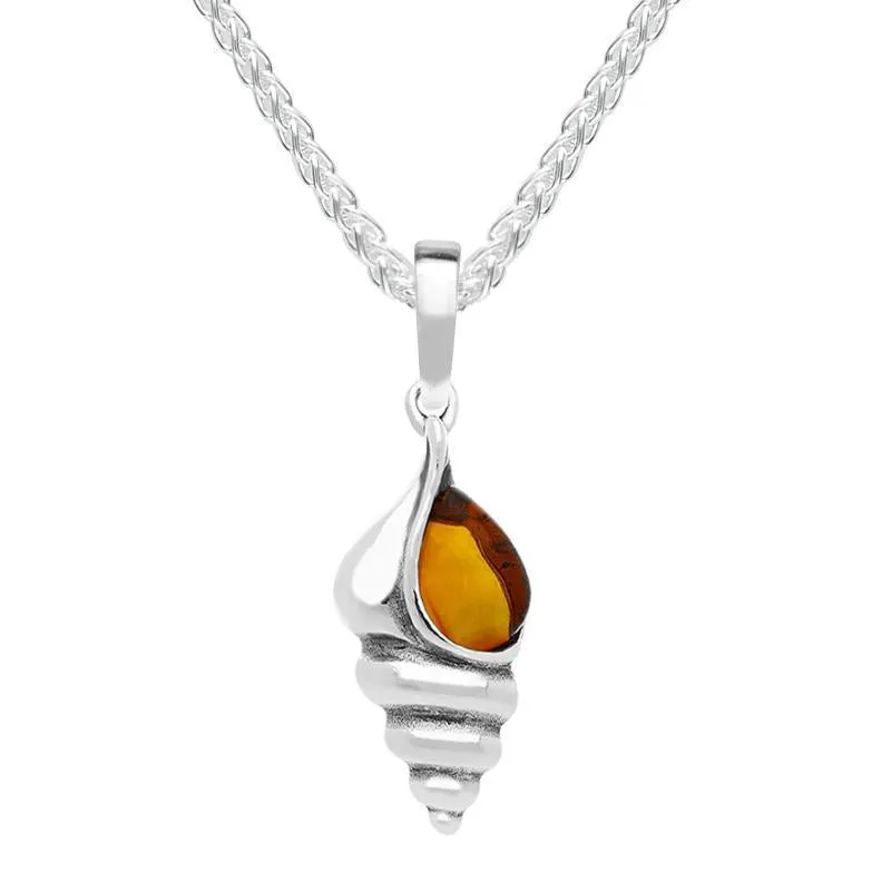 Sterling Silver Amber Small Shell Necklace sold by Jura Watches