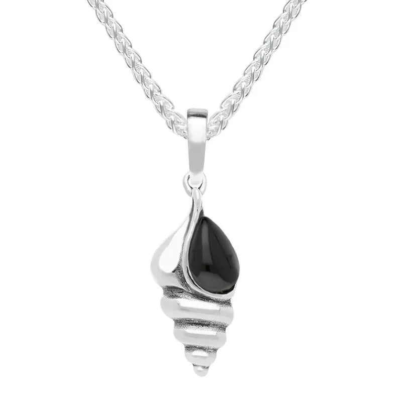 Sterling Silver Whitby Jet Small Shell Necklace sold by Jura Watches