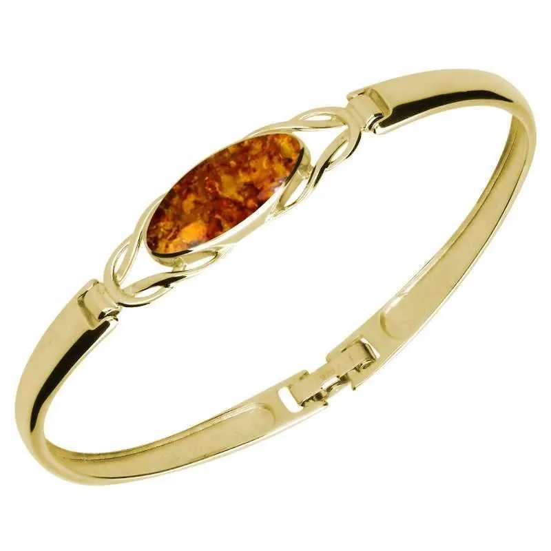 9ct Yellow Gold Amber Celtic Oval Clip Bangle sold by Jura Watches