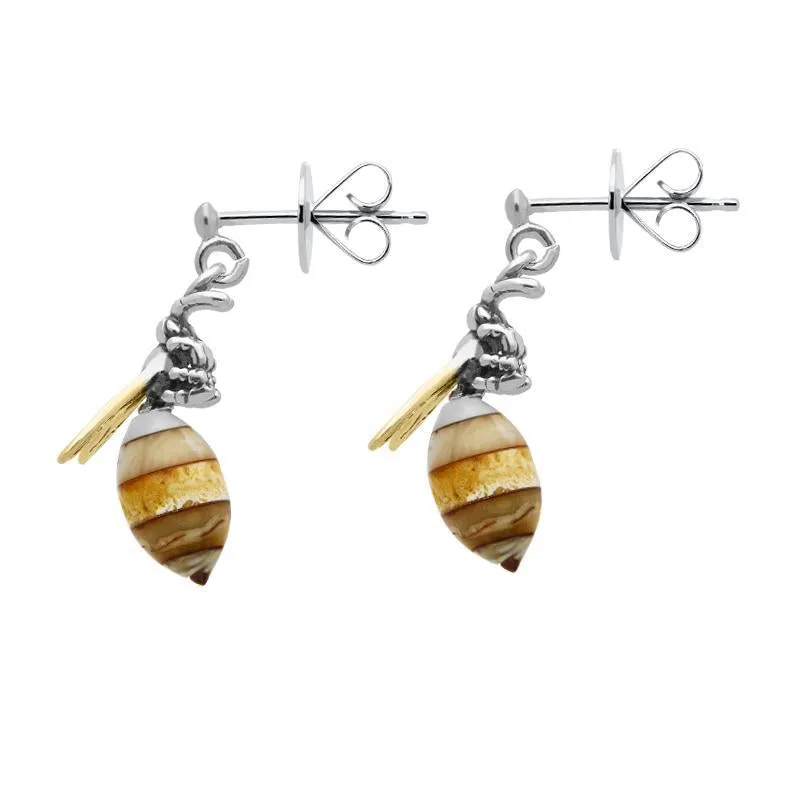 Yellow Gold Plated Sterling Silver Amber Bee Drop Earrings sold by Jura Watches product image thumbnail 2