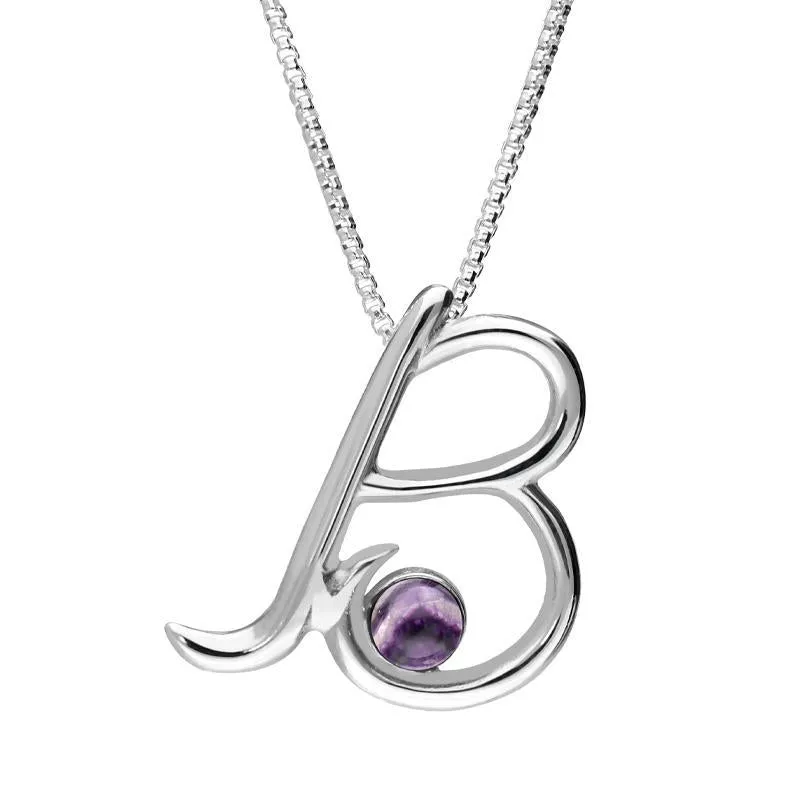 Sterling Silver Blue John Love Letters Initial B Necklace sold by Jura Watches