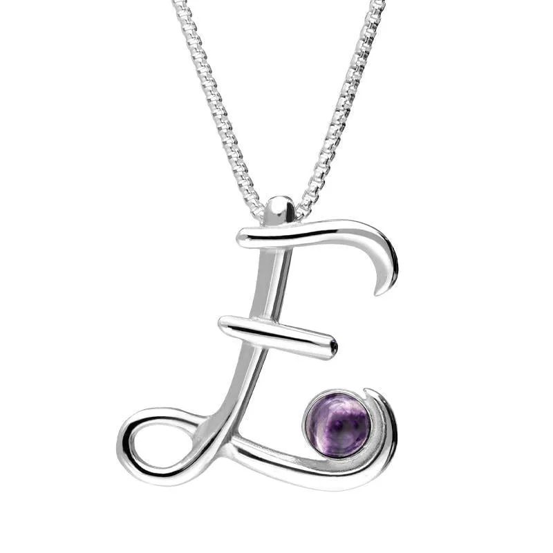 Sterling Silver Blue John Love Letters Initial E Necklace sold by Jura Watches