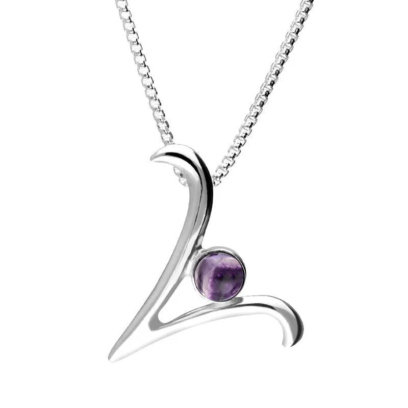 Sterling Silver Blue John Love Letters Initial V Necklace sold by Jura Watches