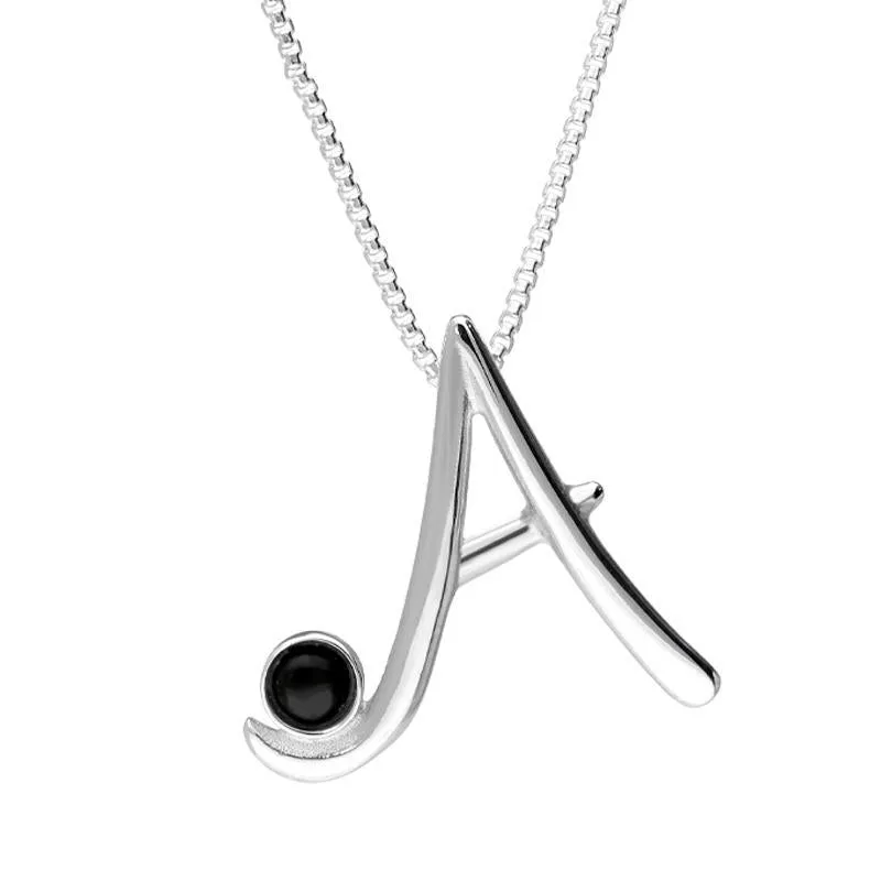 Sterling Silver Whitby Jet Love Letters Initial A Necklace sold by Jura Watches