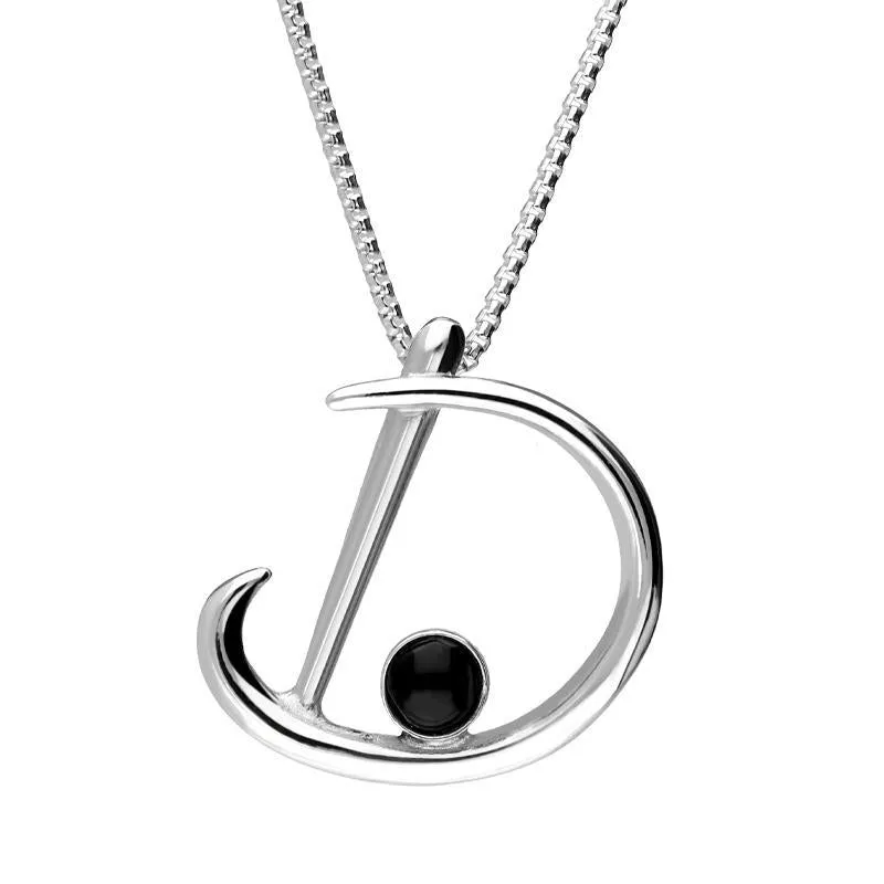 Sterling Silver Whitby Jet Love Letters Initial D Necklace sold by Jura Watches