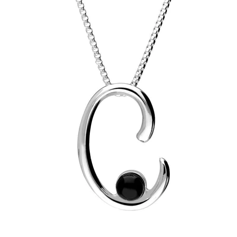 Sterling Silver Whitby Jet Love Letters Initial C Necklace sold by Jura Watches