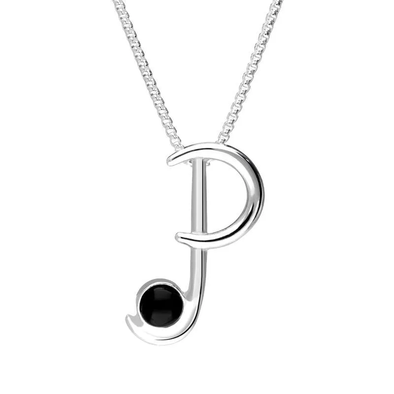 Sterling Silver Whitby Jet Love Letters Initial P Necklace sold by Jura Watches