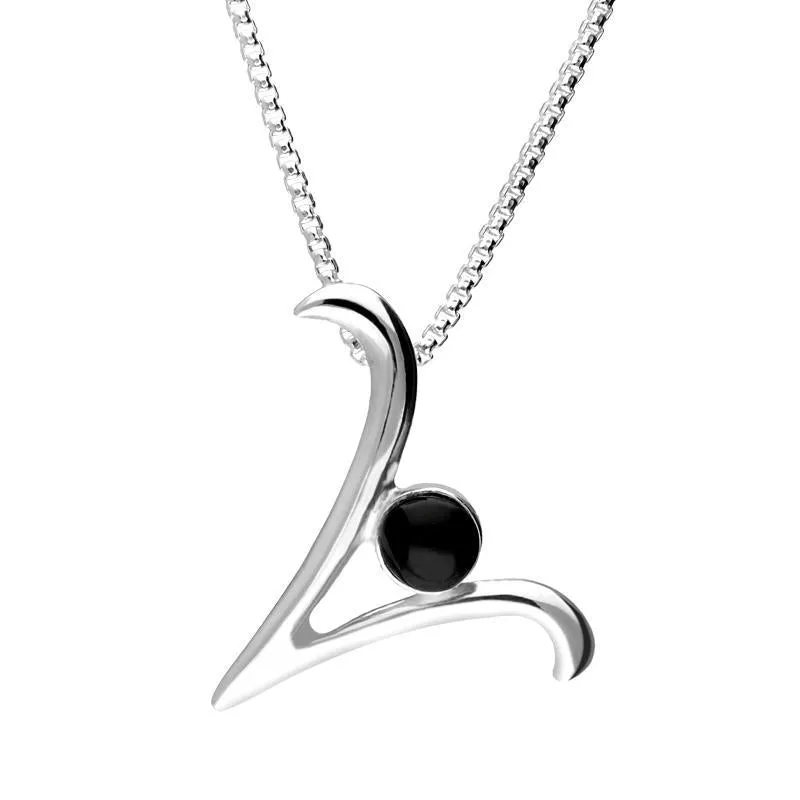 Sterling Silver Whitby Jet Love Letters Initial V Necklace sold by Jura Watches
