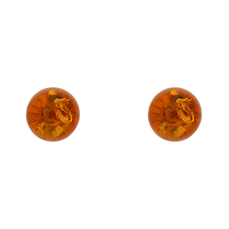 Sterling Silver Amber Domed Stud Earrings sold by Jura Watches