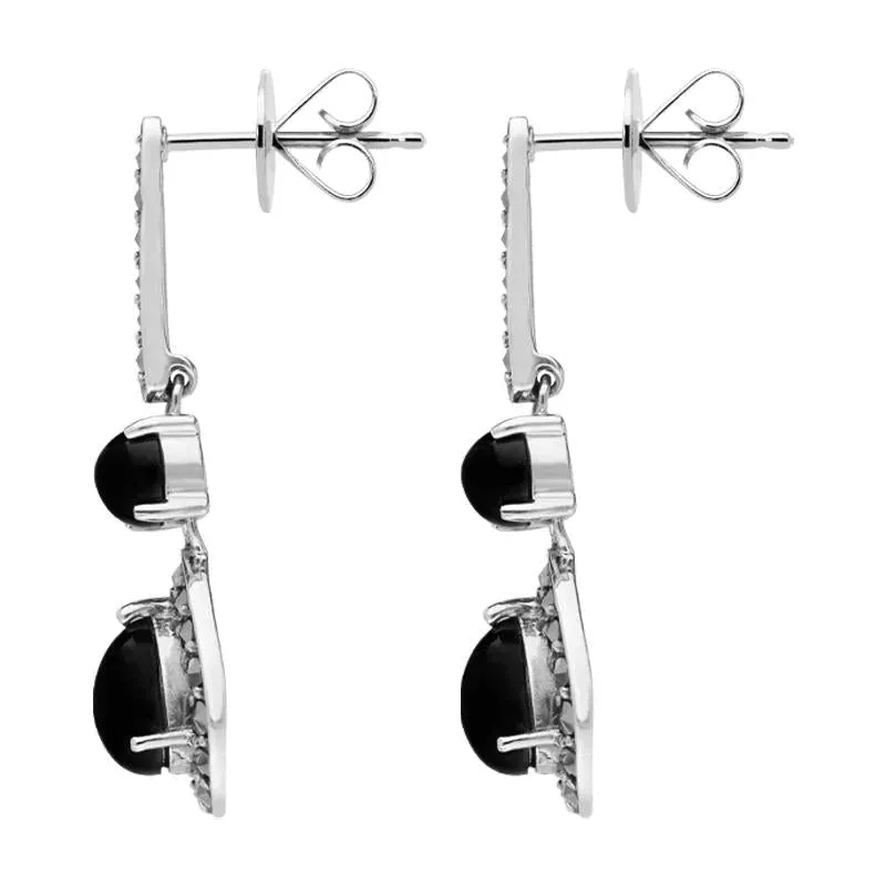 Sterling Silver Whitby Jet Marcasite Pear Drop Earrings sold by Jura Watches product image thumbnail 2