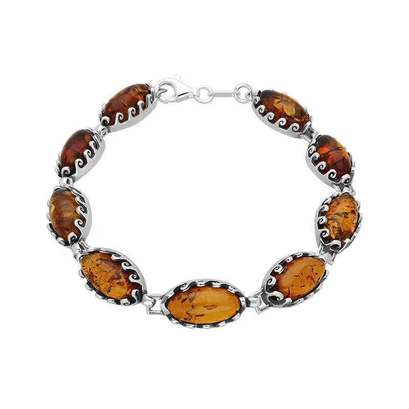 Sterling Silver Amber Oval Wave Bracelet sold by Jura Watches