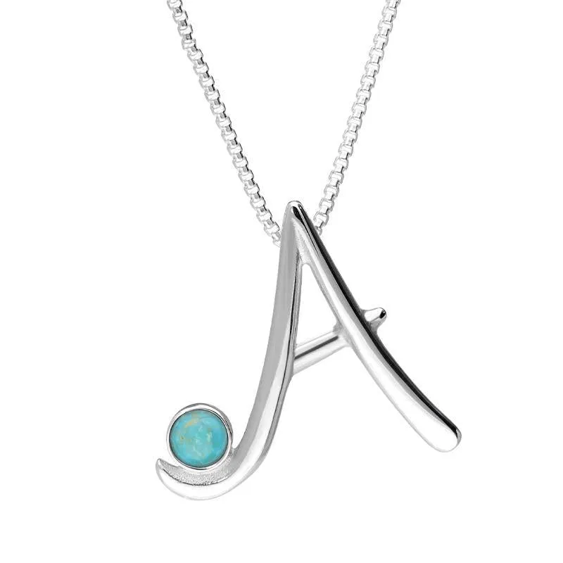 Sterling Silver Turquoise Love Letters Initial A Necklace sold by Jura Watches